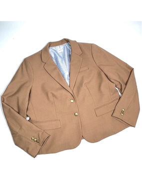 J.Crew Womans Blazer Brown Blazer Blue Striped Lining Wool Blend